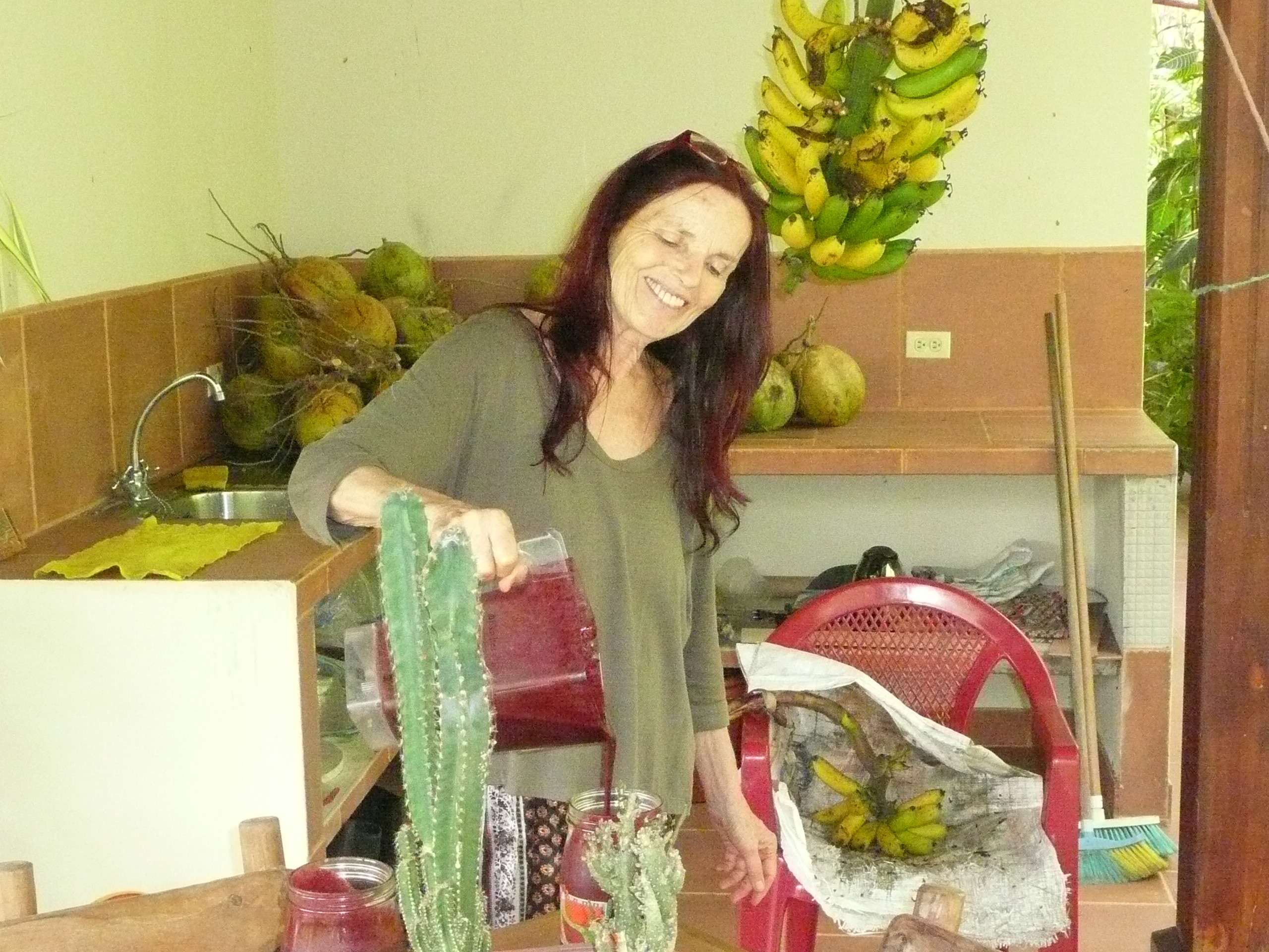 Anasha is calling this her "best smoothie ever"! Full of mulberries and bananas from our trees, and spinach from our garden, and coconut water... it was unreal good!